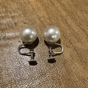 Vintage Elegant Pearl Screw Back Earrings